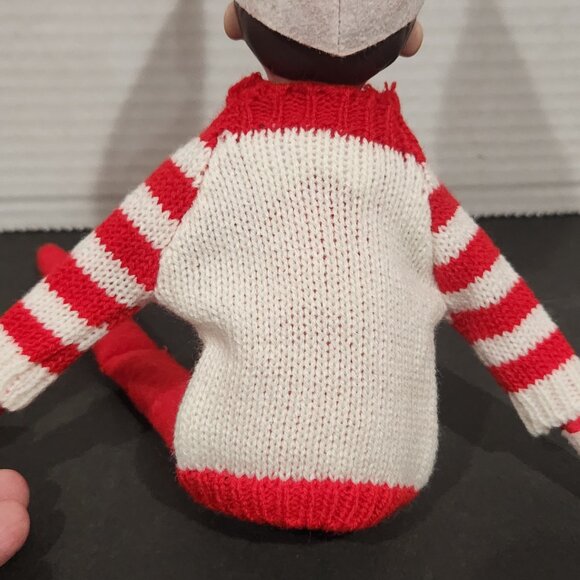 Festive Snowman Face Holiday Red & White Knitted Sweater for Magic Christmas Elf - Picture 5 of 6